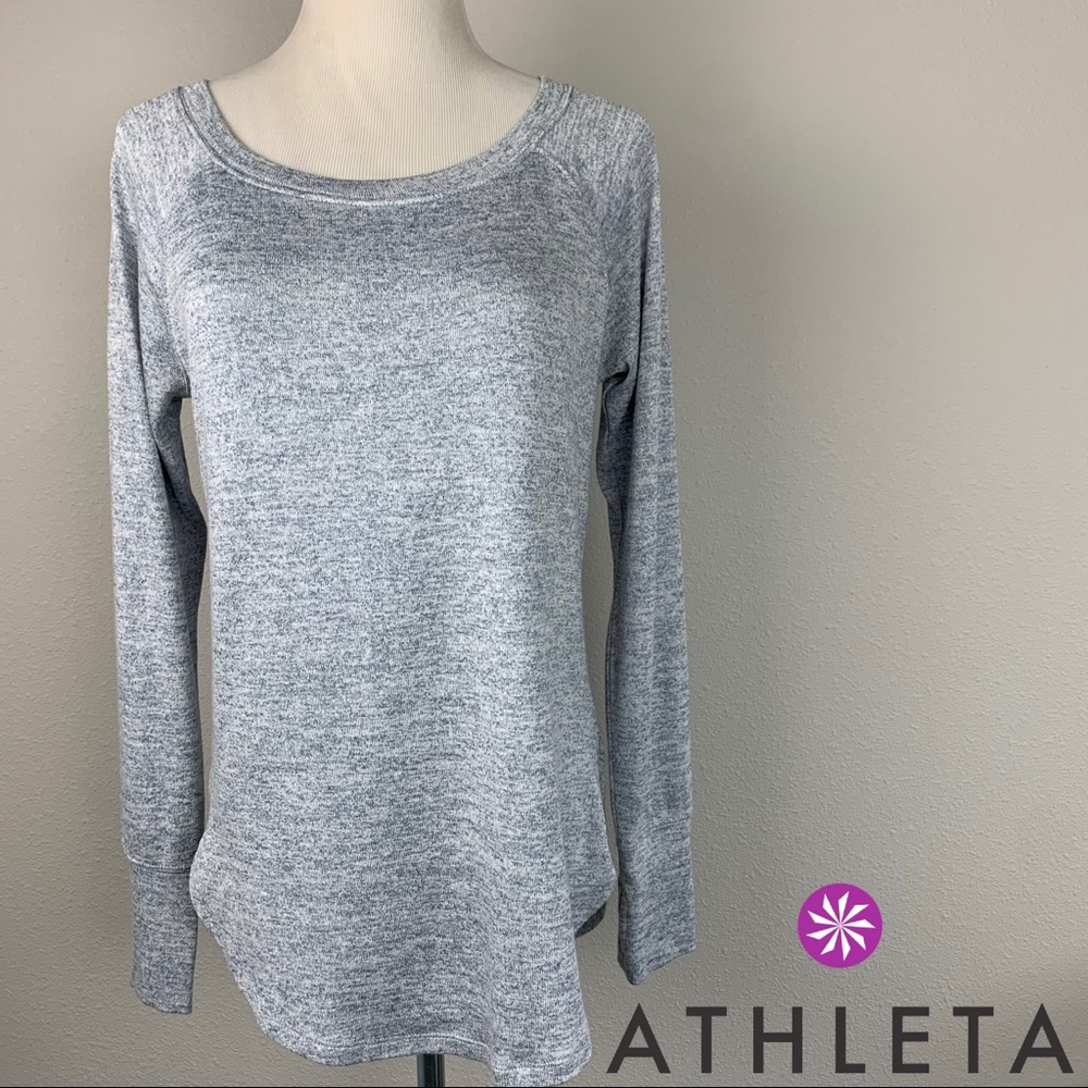 Athleta Pose Tee Heathered Grey Long Sleeve Yoga‎ Top Small 348831-06